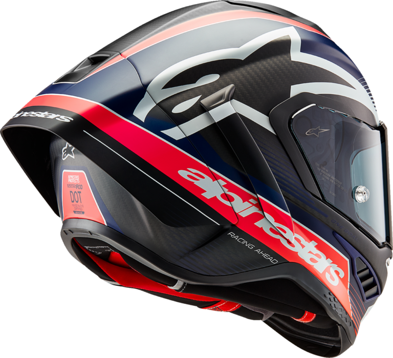 ALPINESTARS - Supertech R10 Helmet - Team - Matte Black/Carbon Red Fluo/Blue - Large