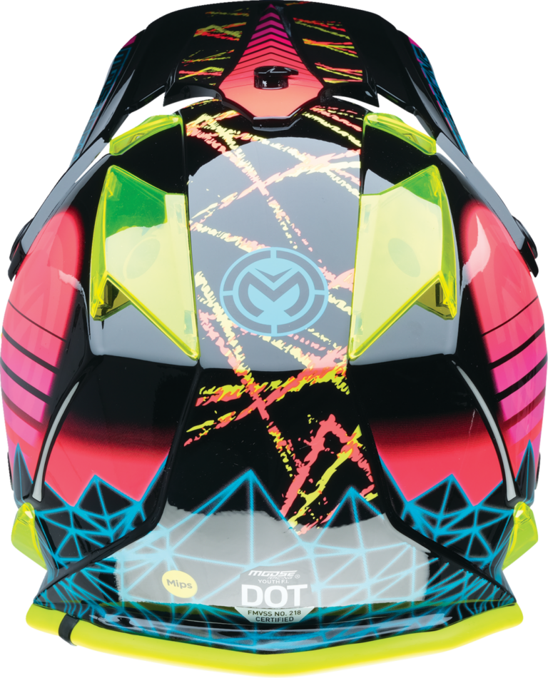 MOOSE OFFROAD - Youth F.I. Helmet - Vaporwave - MIPS® - Black/Pink/Yellow - Large