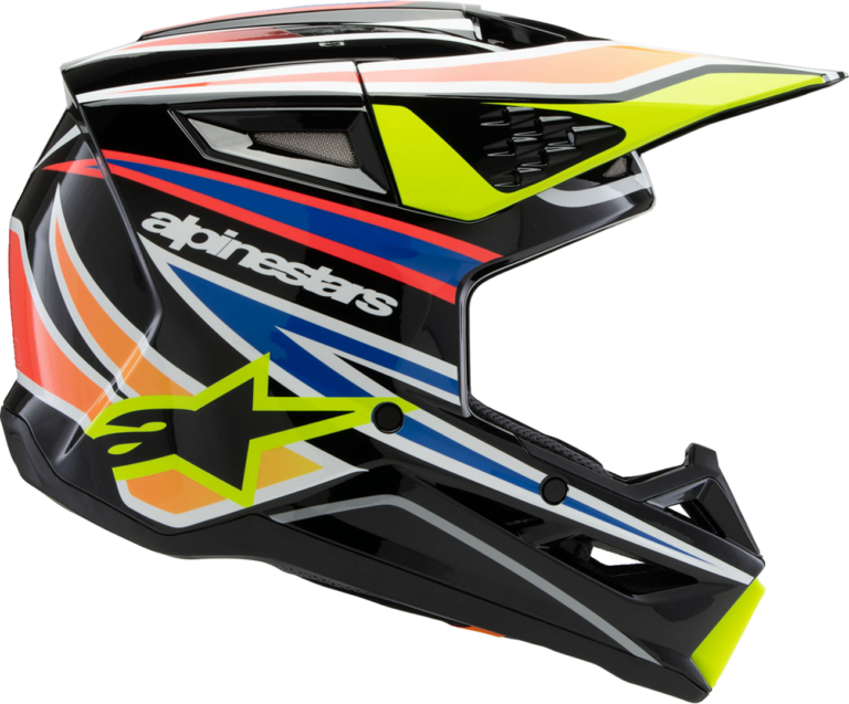 ALPINESTARS - Youth SM3 Helmet - Wurx - Gloss Black/Yellow Fluo/Blue/Red - Small