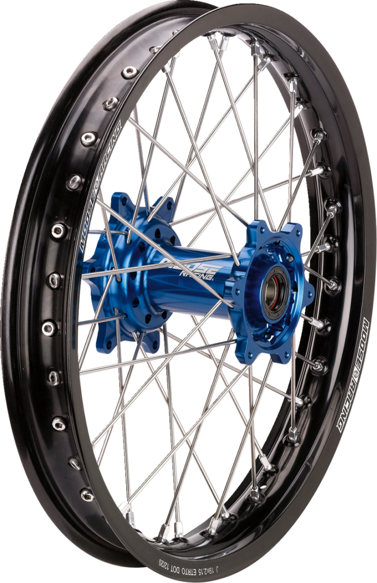 MOOSE OFFROAD - Wheel Assembly - SX-1 - Complete - Rear - Black Wheel/Blue Hub - 19x2.15 - Yamaha WR/YZ