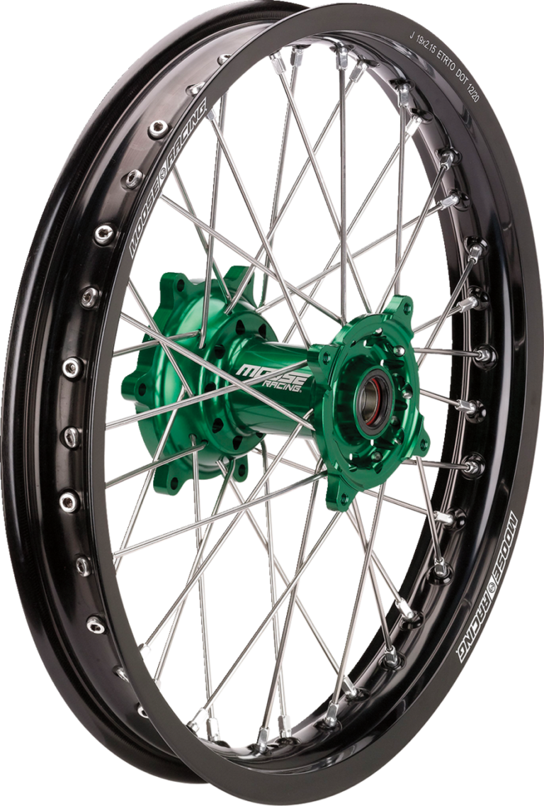 MOOSE OFFROAD - Wheel Assembly - SX-1 - Complete - Rear - Black Wheel/Green Hub - 18x2.15 - Kawasaki KX