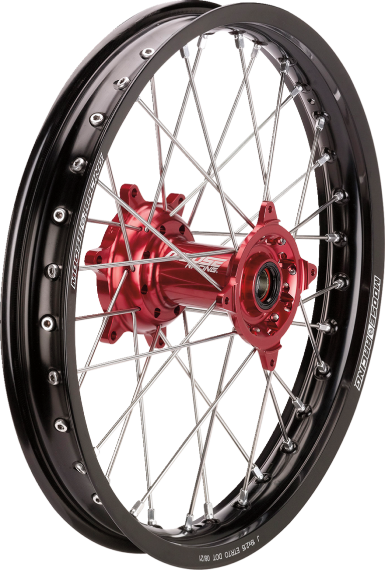 MOOSE OFFROAD - Wheel Assembly - SX-1 - Complete - Rear - Black Wheel/Red Hub - 18x2.15 - Beta
