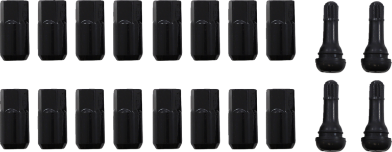 MOOSE OFFROAD - Lug Nuts with Valve Stems - 12 mm x 1.50 - Black - Tapered - 16 Pack