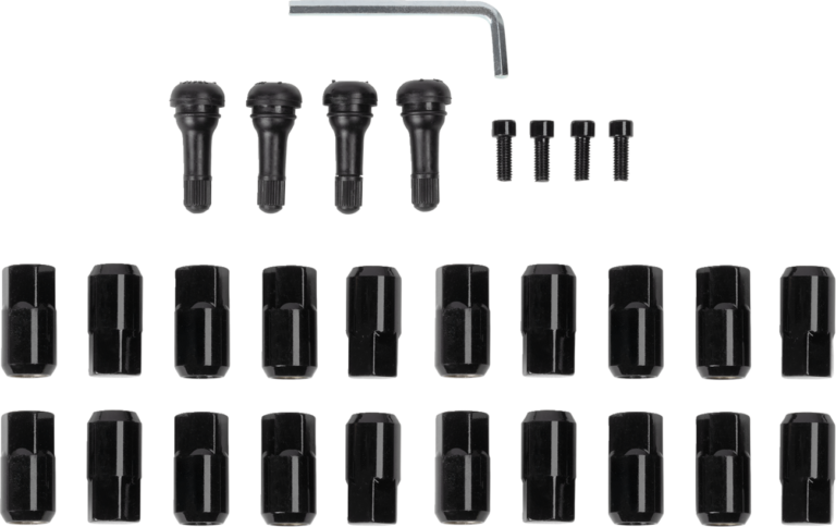 MOOSE OFFROAD - Lug Nuts with Valve Stems - 12 mm x 1.50 - Black - Flat - 20 Pack