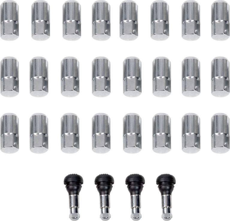 MOOSE OFFROAD - Lug Nuts with Valve Stems - 12 mm x 1.50 - Chrome - Tapered - 24 Pack
