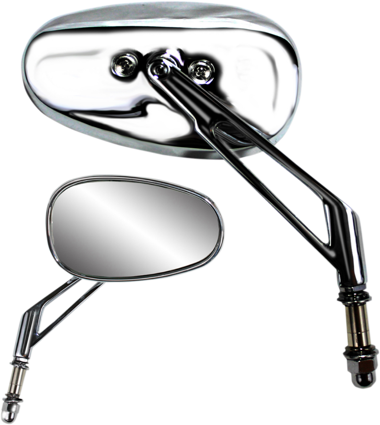 PARTS UNLIMITED - Mirror - Side View - Teardrop - Short - Chrome