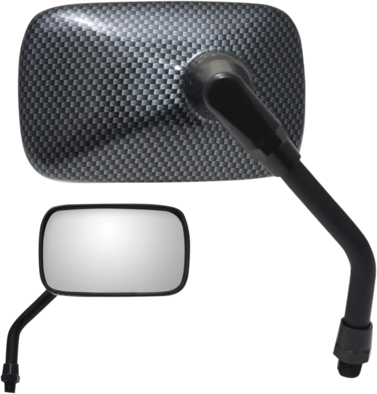 PARTS UNLIMITED - Mirror - Mini - Side View - Rectangle - Black/Carbon Fiber - M10x1.25 - Each