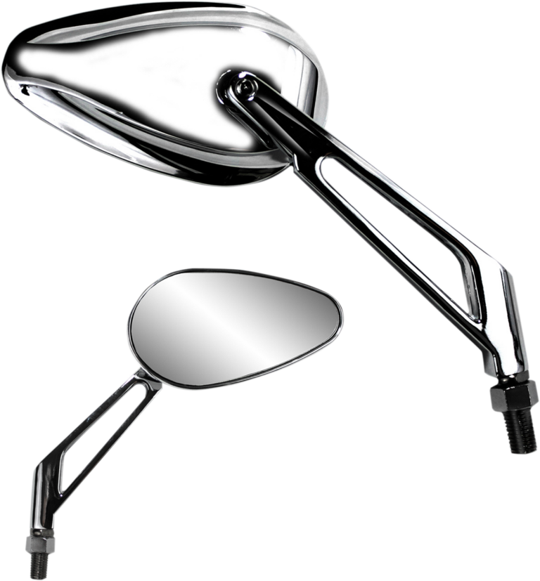 PARTS UNLIMITED - Mirror - X-Treme Mini - Side View - Teardrop - Billet - Short - Chrome - Each
