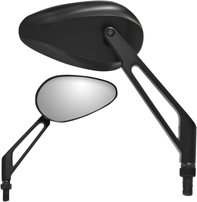 PARTS UNLIMITED - Mirror - X-Treme Mini - Side View - Teardrop - Billet - Short - Black - Each