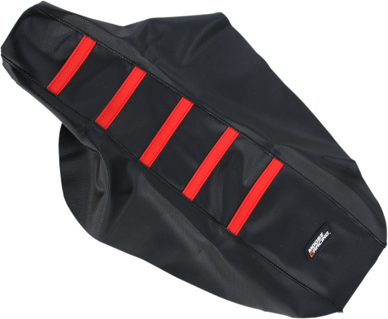 MOOSE OFFROAD - Ribbed Seat Cover - Black Cover/Red Ribs - Honda CR80/85 '96-'07