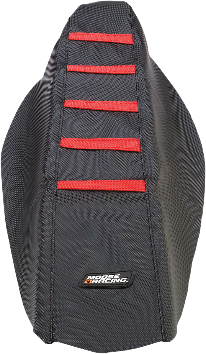 MOOSE OFFROAD - Ribbed Seat Cover - Black Cover/Red Ribs - Honda CRF250/450 '13-'17