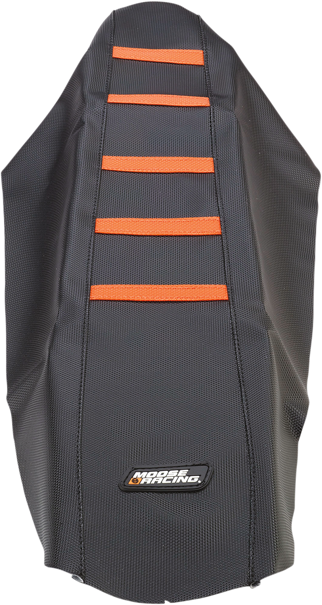 MOOSE OFFROAD - Ribbed Seat Cover - Black Cover/Orange Ribs - KTM '07-'11