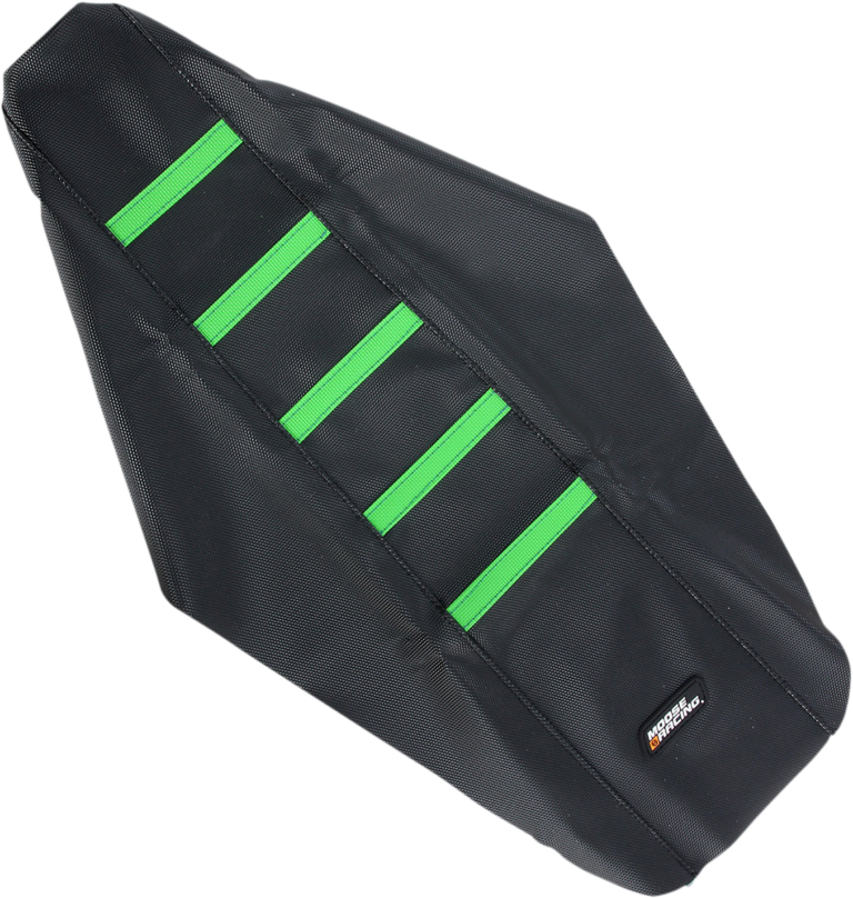 MOOSE OFFROAD - Ribbed Seat Cover - Black Cover/Green Ribs - Kawasaki KX125/250 '03-'07