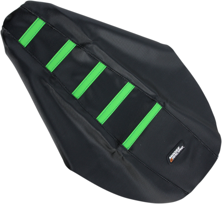 MOOSE OFFROAD - Ribbed Seat Cover - Black Cover/Green Ribs - Kawasaki KX '91-'13