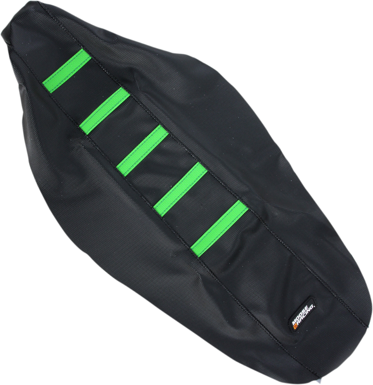 MOOSE OFFROAD - Ribbed Seat Cover - Black Cover/Green Ribs - Kawasaki KX250/450 '12-'16