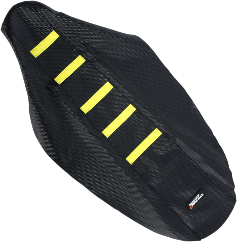 MOOSE OFFROAD - Ribbed Seat Cover - Black Cover/Yellow Ribs - Suzuki RMZ250 '10-'18