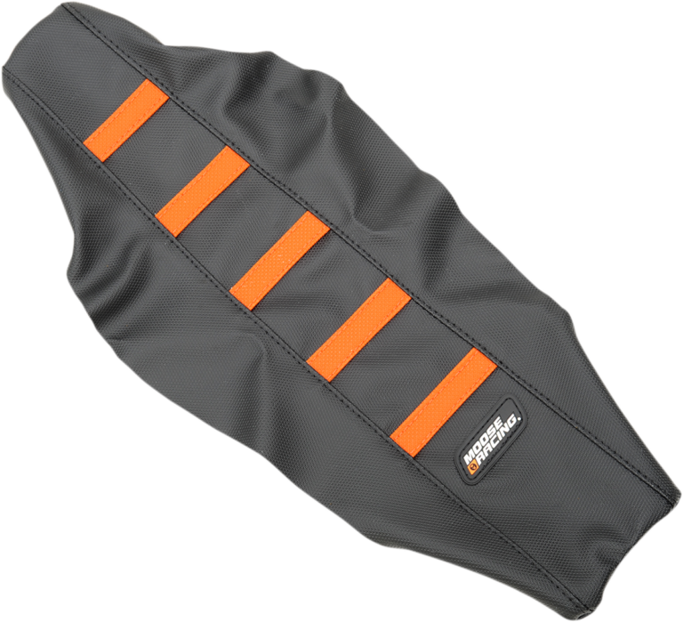 MOOSE OFFROAD - Ribbed Seat Cover - Black Cover/Orange Ribs - KTM 65 '17-'23