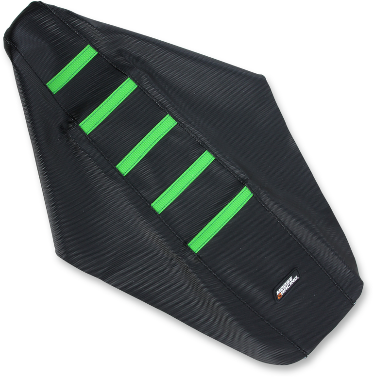 MOOSE OFFROAD - Ribbed Seat Cover - Black Cover/Green Ribs - Kawasaki KX250F '17-'20