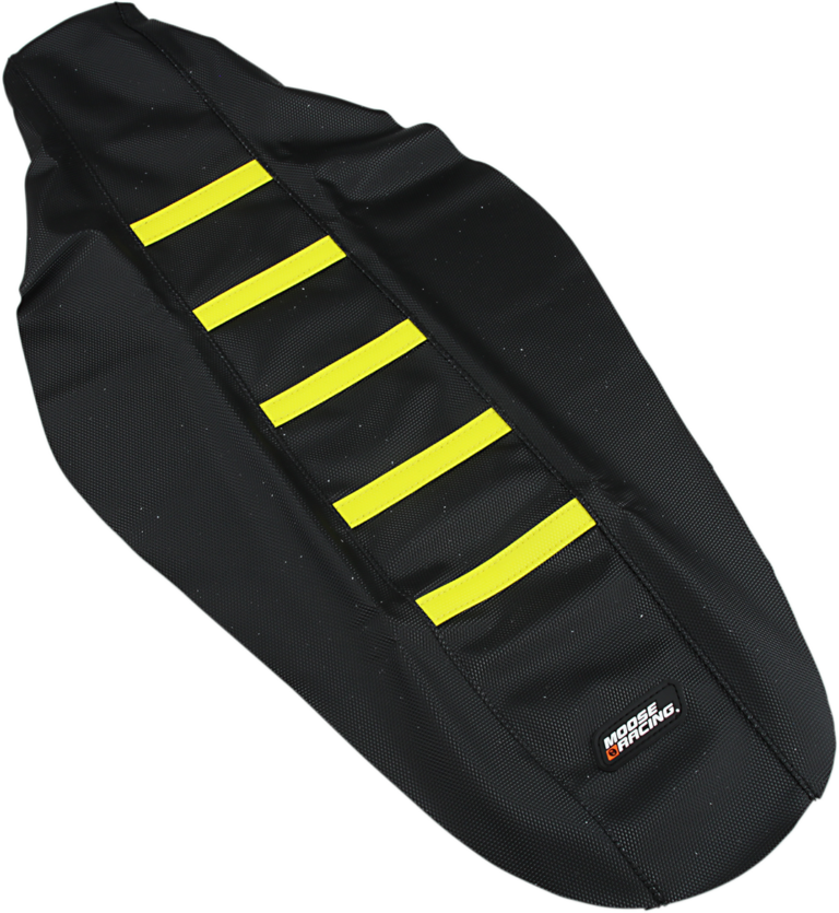 MOOSE OFFROAD - Ribbed Seat Cover - Black Cover/Yellow Ribs - Suzuki RMZ250/450 '18-'24