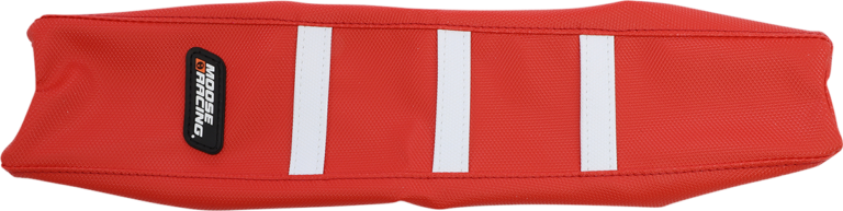 MOOSE OFFROAD - Ribbed Seat Cover - Red Cover/White Ribs - Gas Gas