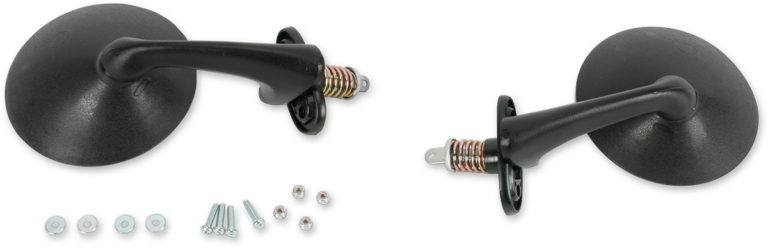 PARTS UNLIMITED - Mirrors - Spring-Loaded - Side View - Round - Black - Pair