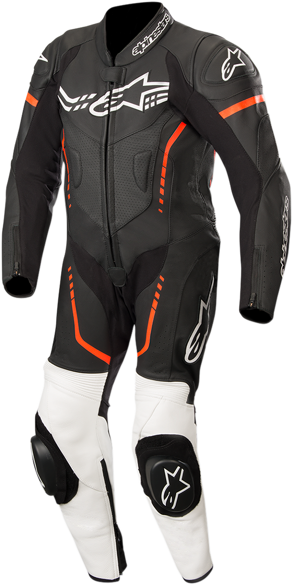 ALPINESTARS - Youth GP Plus 1-Piece Leather Suit - Black/White/Red Fluorescent - US 24 / EU 130