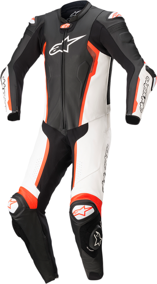 ALPINESTARS - Missile v2 - 1-Piece Leather Suit - Black/White/Red Fluo - US 38 / EU 48