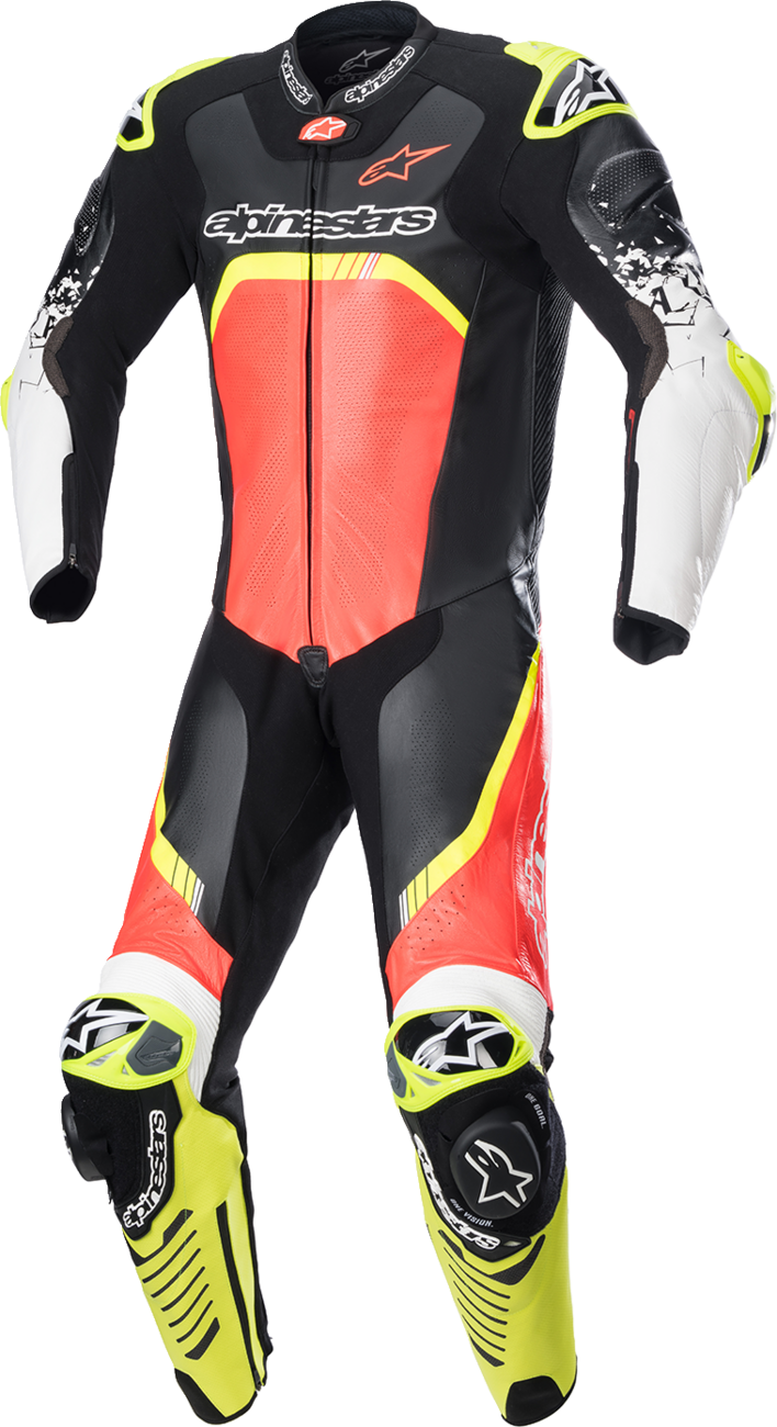 ALPINESTARS - GP Tech v4 Leather Suit - Black/Red/Yellow Fluo - US 48 / EU 58