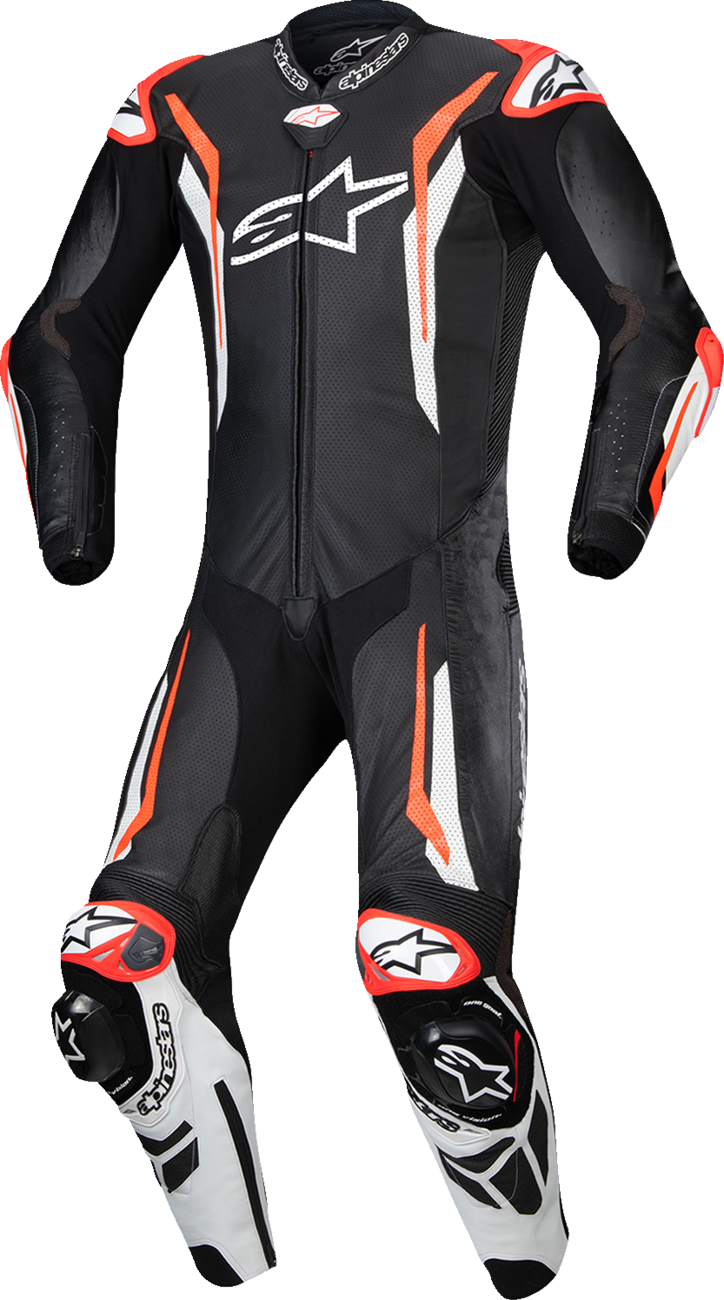 ALPINESTARS - GP Tech v5 1-Piece Leather Suit - Black/White/Red Fluo - US 40 / EU 50