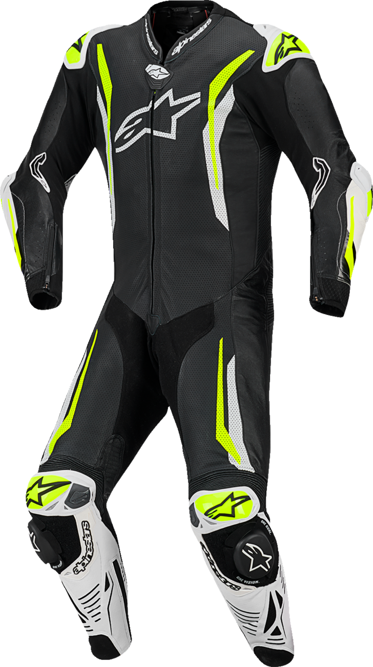 ALPINESTARS - GP Tech v5 1-Piece Leather Suit - Black/White/Yellow Fluo - US 44 / EU 54