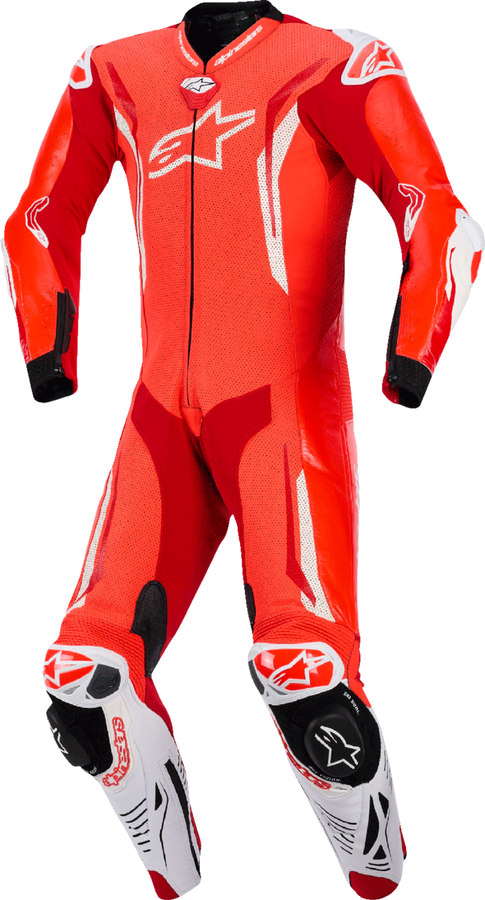 ALPINESTARS - GP Tech v5 1-Piece Leather Suit - Red Fluo/Bright Red/White - US 40 / EU 50