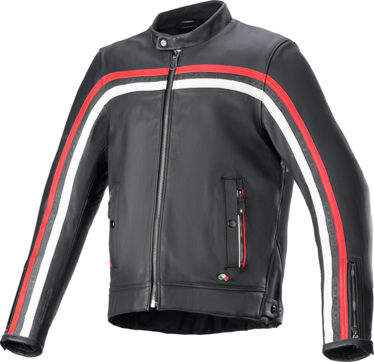 ALPINESTARS - Dyno Leather Jacket - Black/Ruby Red/Ecru - Medium