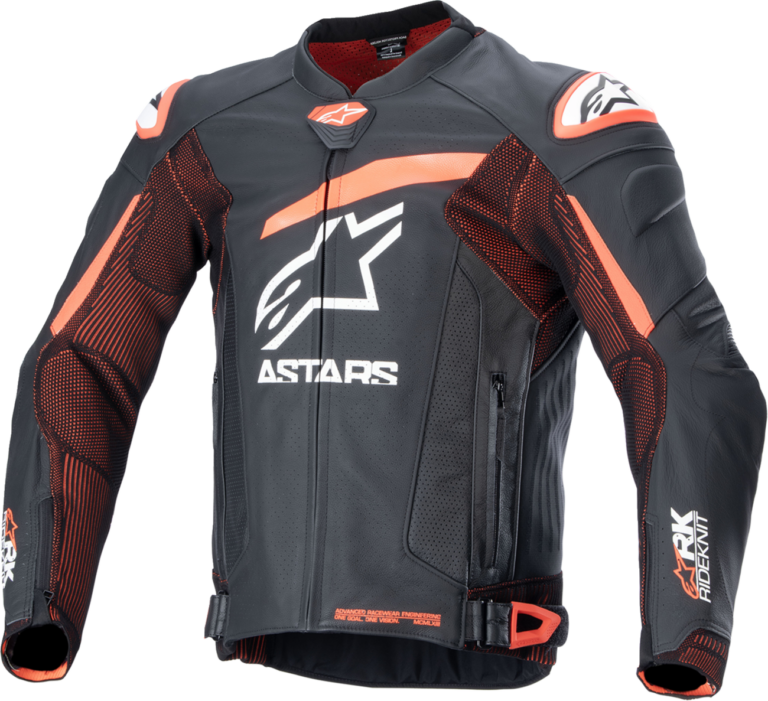 ALPINESTARS - GP Plus R v4 Rideknit® Leather Jacket - Black/Red Fluo/White - US 50 / EU 60