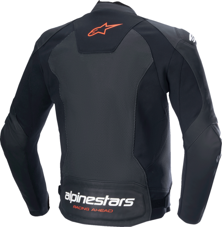 ALPINESTARS - Faster v3 Airflow Leather Jacket - Black/Red Fluo - US 42 / EU 52