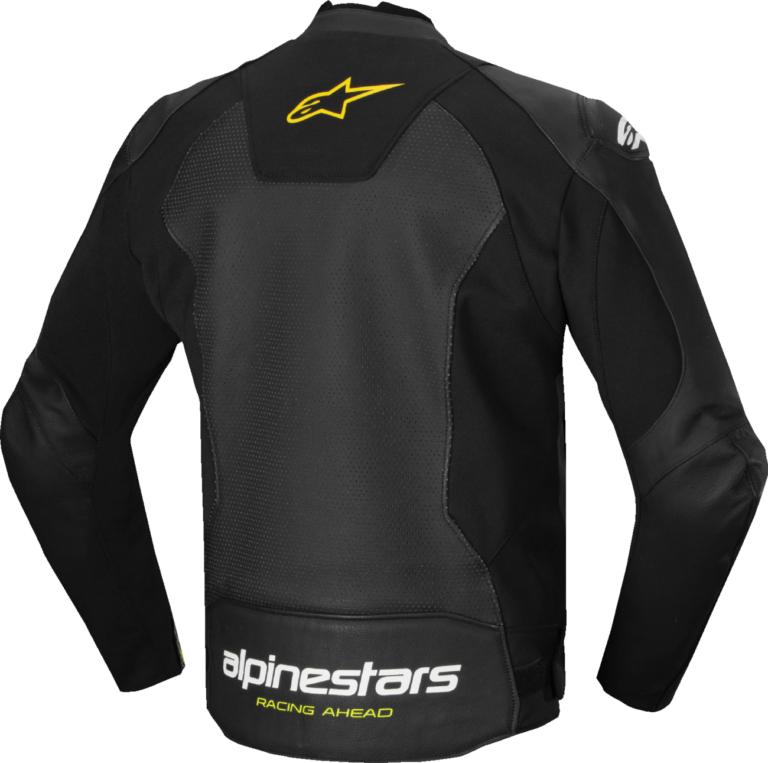 ALPINESTARS - Faster v3 Airflow Leather Jacket - Black/White/Yellow Fluo - US 44 / EU 54