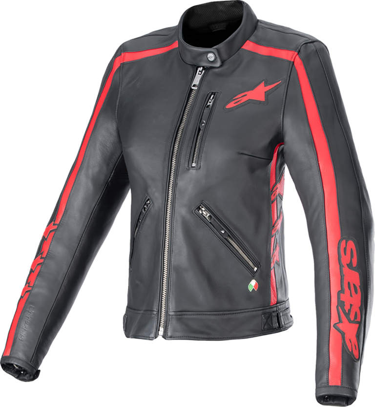 ALPINESTARS - Stella Dyno Leather Jacket - Black/Haute Red - 2XL