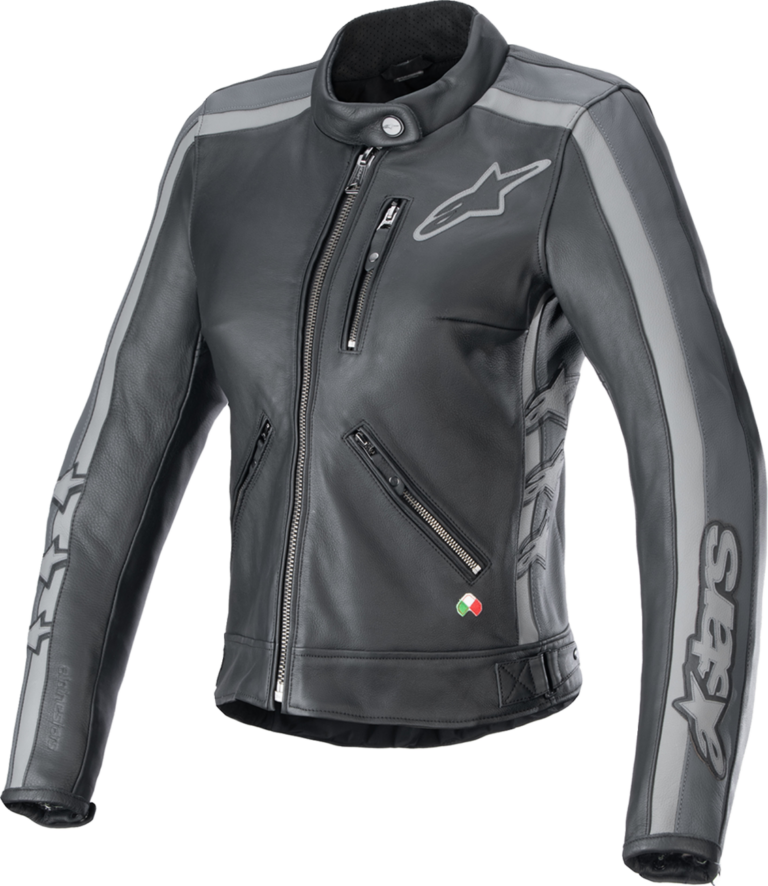 ALPINESTARS - Stella Dyno Leather Jacket - Black Tar Gray/Dark Gray - XS