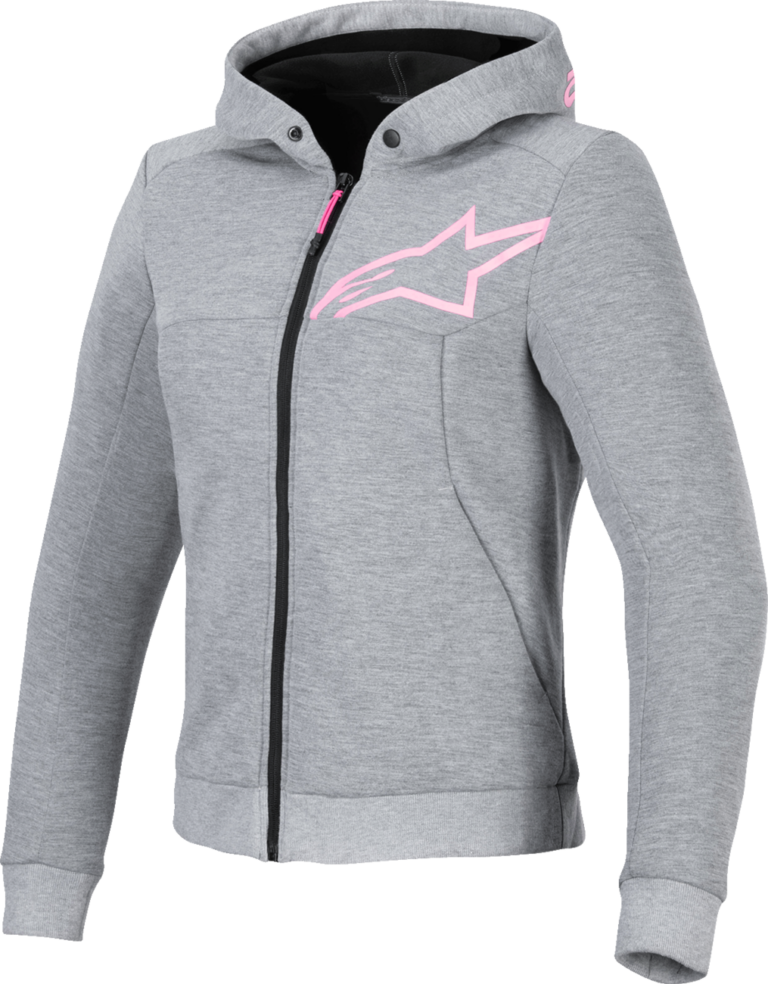 ALPINESTARS - Stella Chrome v2 Sport Hoodie - Heather Gray/Fluo Pink - 2XL