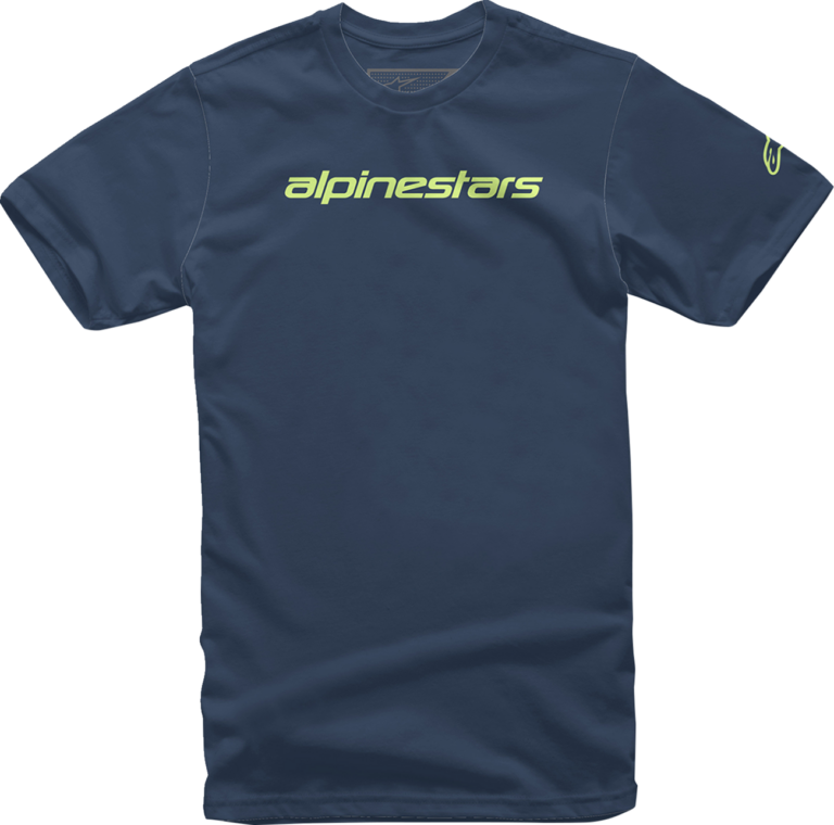 ALPINESTARS - Linear Wordmark T-Shirt - Navy/Lime - 2XL