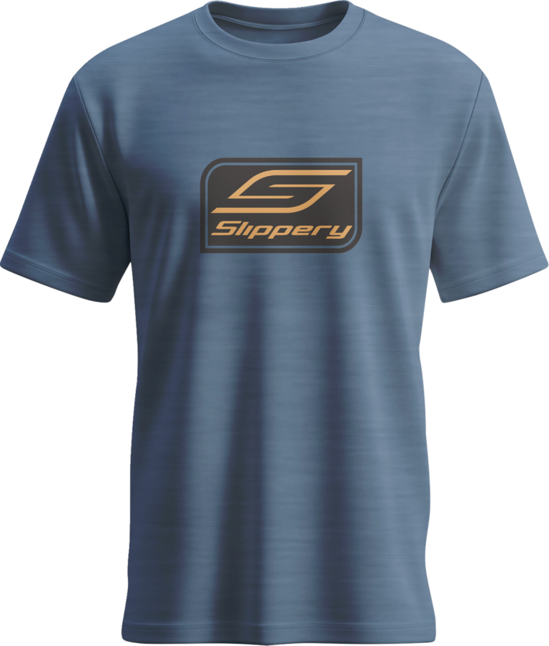 SLIPPERY - Crest T-Shirt - Heathered Neptune Blue - Medium