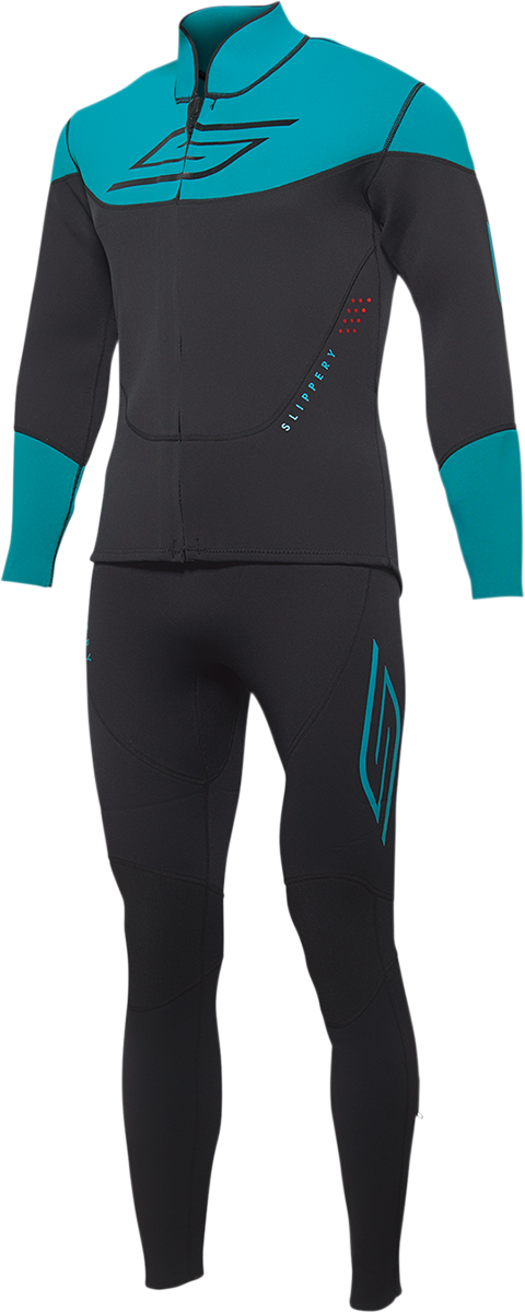 SLIPPERY - Breaker Wetsuit and Jacket - Black/Aqua - 3XL