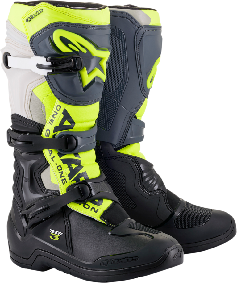 ALPINESTARS - Tech 3 Boots - Black/Gray/Yellow Fluorescent - US 9 / EU 43