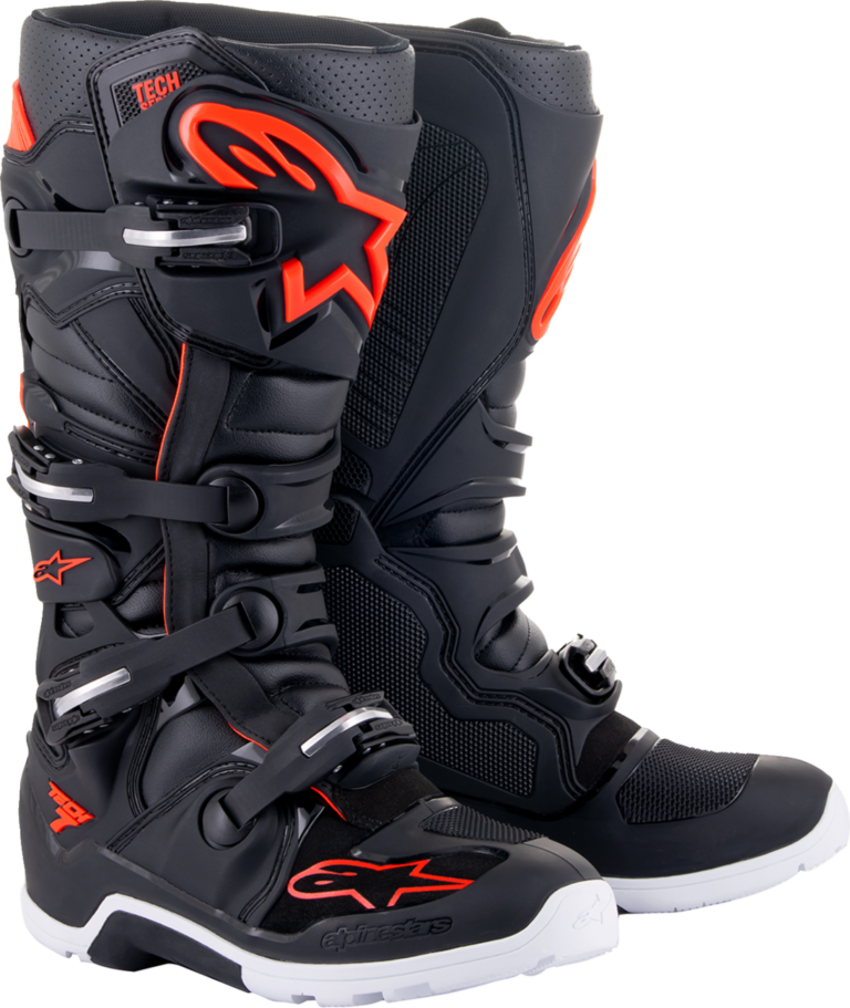 ALPINESTARS - Tech 7 Enduro Boots - Black/Red Fluorescent - US 14 / EU 49.5