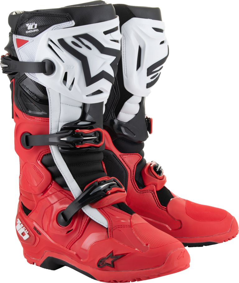 ALPINESTARS - Tech 10 Enduro Boots - Bright Red/Black/White - US 8 / EU 42