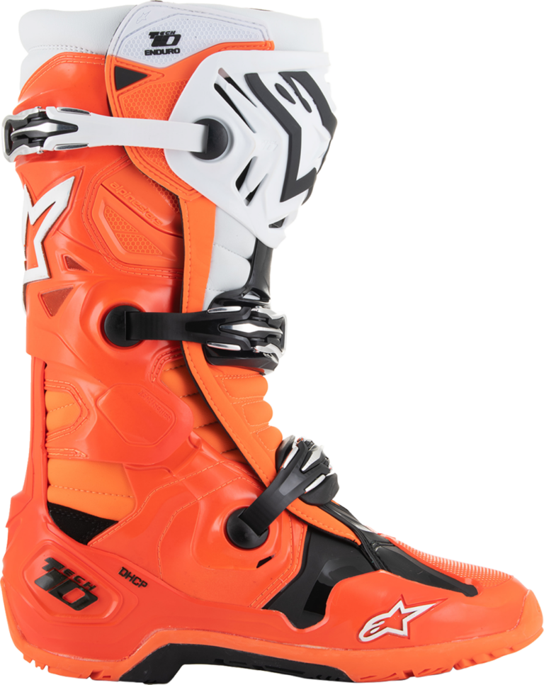 ALPINESTARS - Tech 10 Enduro Boots - Fluorescent Orange/Black/White - US 11 / EU 45.5