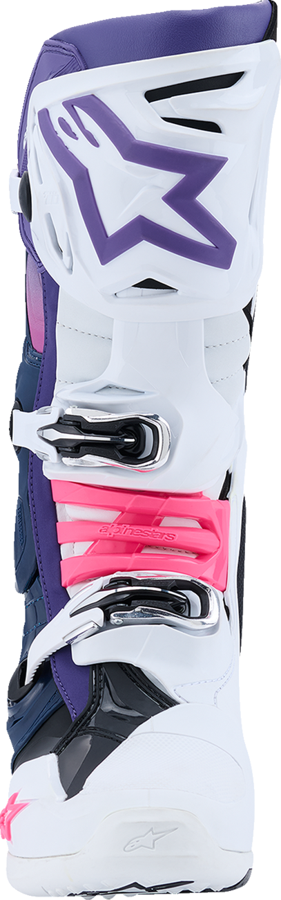 ALPINESTARS - Tech 10 Boots - White/Violet/Navy/Pink Fluorescent - US 12 / EU 47