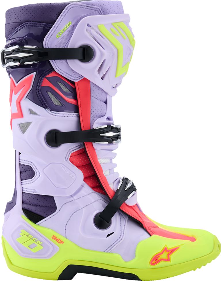 ALPINESTARS - Tech 10 Supervented Boots - Purple/Fluorescent Yellow/Diva Pink - US 14 / EU 49.5