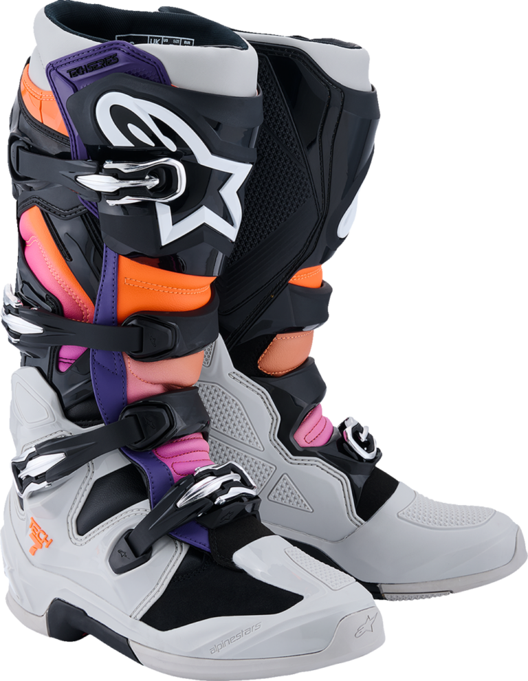 ALPINESTARS - Tech 7 Boots - Black/Light Gray/Fluorescent Orange/Magenta - US 12 / EU 47