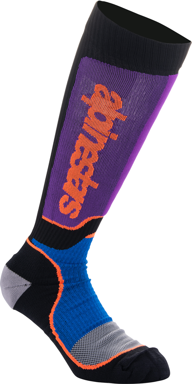 ALPINESTARS - Youth MX Plus Socks - Black/Purple/Blue/Orange - Medium/Large