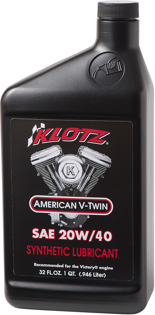 KLOTZ OIL - V Twin Synthetic Oil - 20W-40 - 1 U.S. quart
